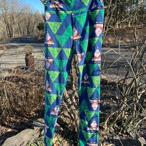 LuLaRoe Blue & Green Geometric Triangle Print Leggings and dinosaur leggings